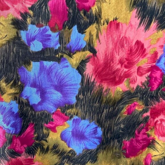 Liz Claiborne silk blend floral ruffle neck sleeveless blouse 1X - Picture 7 of 11